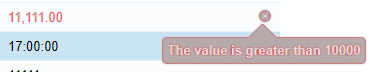 Second example of Min/Max parameter validation error