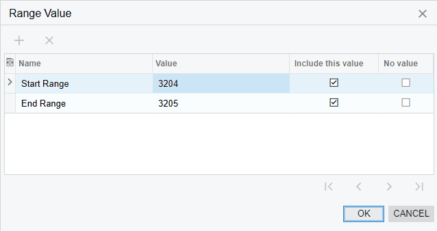 Set Range form for entering a single inclusive or exclusive range